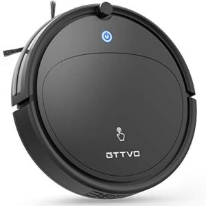 GTTVO Robot Vacuum Cleaner, Auto Robotic Vacuums, Voice Broadcast Function, Self-Charging, Super Quiet Mini Cleaning Robot for Pet Hair, Hard Floor, Low Pile Carpets
