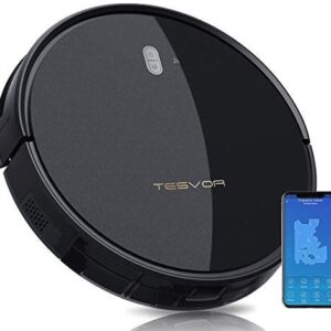 Tesvor Robot Vacuum Cleaner - 4000Pa Strong Suction Robot Vacuum, Alexa Voice and APP Control, Self-Charging Robotic Vacuum Cleaner with 5200mAh Battery, for Low-Pile Carpets, Hard Floors and Pet Hair