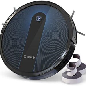 Coredy Robot Vacuum Cleaner, Boost Intellect, 2500Pa Super-Strong Suction, Boundary Strips Included, 360° Smart Sensor Protection, Ultra Slim, R650 Robotic Vacuum, Cleans Hard Floor to Carpets